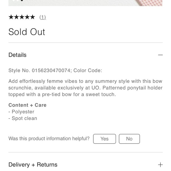 NEW URBAN OUTFITTERS PINK GINGHAM BOW SCRUNCHIE - Picture 5 of 5